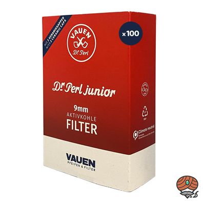 Dr. Perl Junior Aktivkohle Filter / Pfeifenfilter 9mm 100 Stück, JUBIG-Box