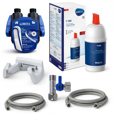 BRITA Wasserfilter Untertisch Komplettset P1000 mit Filterkopf und Schläuchen