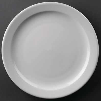 Olympia Athena Teller 254mm 12 Stéck weißes Porzellan Restaurantgeschirr