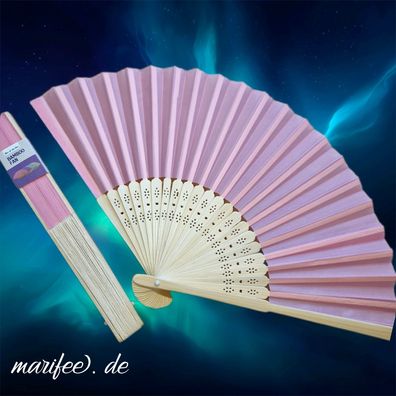 Bambus-Fächer, Pastellrosa, 21 × 37 cm, Accessoire für heiße Tage 14089