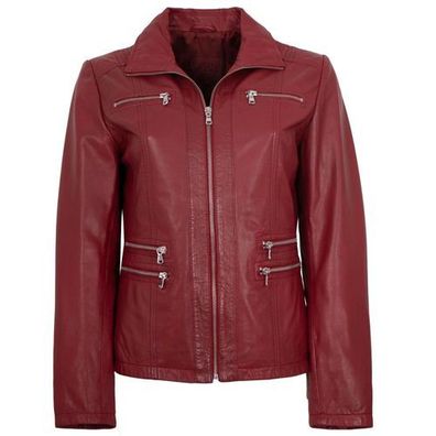 MADDOX - Damen Echtleder Lederjacke Lammnappa kirsche