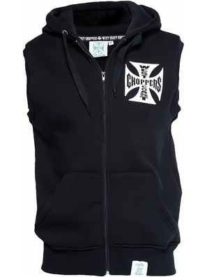 WCC West Coast Choppers Hoodie Sleeveless Iron Cross Black