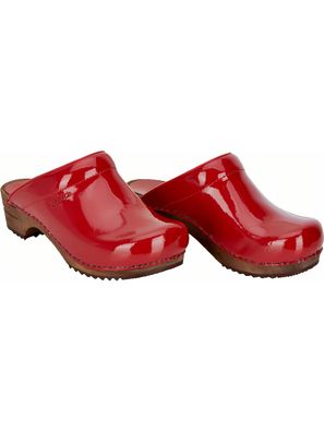 Sanita Damen Offener Clog Wood-Classic Pat. Open Red