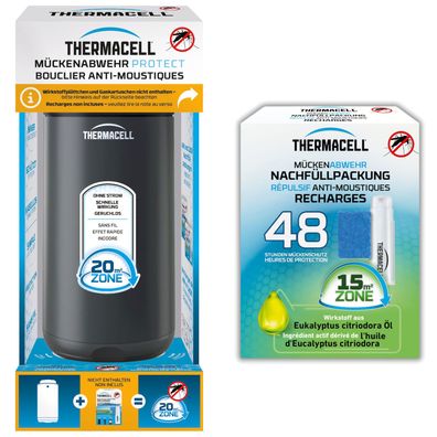Thermacell Mückenabwehr Protect, Graphit + Nachfüllpackung 48 Stunden