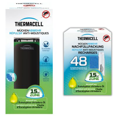 Thermacell Mückenabwehr Protect, schwarz-grün + Nachfüllpackung 48 Stunden