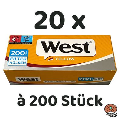 4.000 West Yellow King Size Filterhülsen 20 Pack à 200 Stück