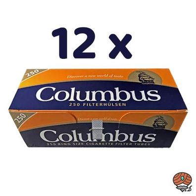 3.000 Columbus King Size Filterhülsen (12 Pack à 250 Stück)