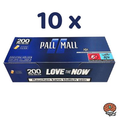 10 Pack Pall Mall Blue / Blau Xtra Filterhülsen 200 Stück pro Pack