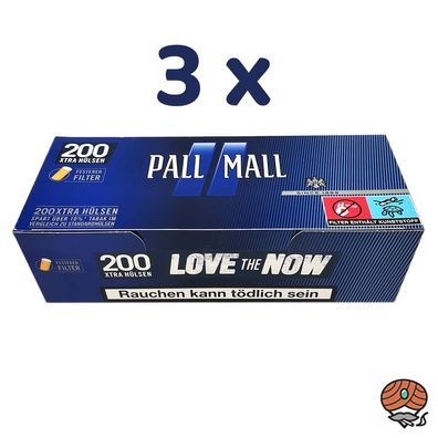 3 Pack Pall Mall Blue / Blau Xtra Filterhülsen 200 Stück pro Pack