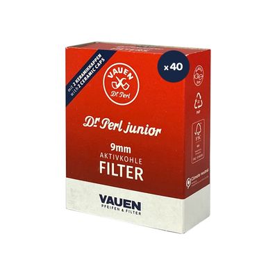 Dr. Perl Junior Jubox Aktivkohle Pfeifenfilter 9mm 1 Schachtel á 40 Stück