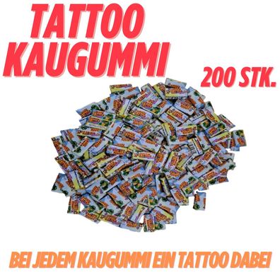200 Kaugummi mit Tattoo Fruchtgeschmack