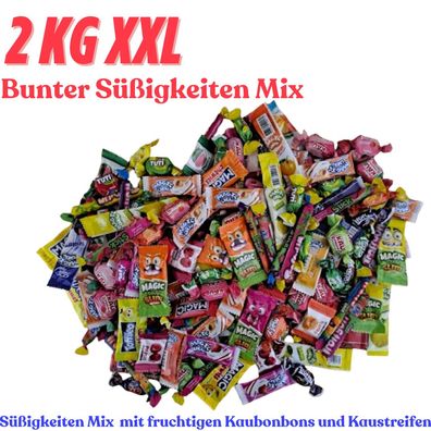 2 kg Süßigkeiten Mix Kaubonbons Kaustreifen Fruchtbonbons Grosspackung