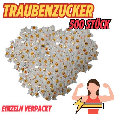 500 Traubenzucker Bonbons Emoji Fruchtgeschmack Großpackung