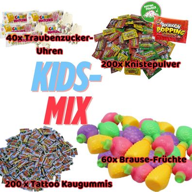 500x Retro Süßware Set Kaugummi Knister Brause Traubenzucker Dextrose
