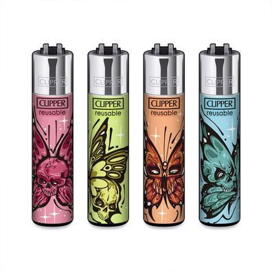 Clipper Reibradfeuerzeuge Diabolic Butterflies - 4 Stück