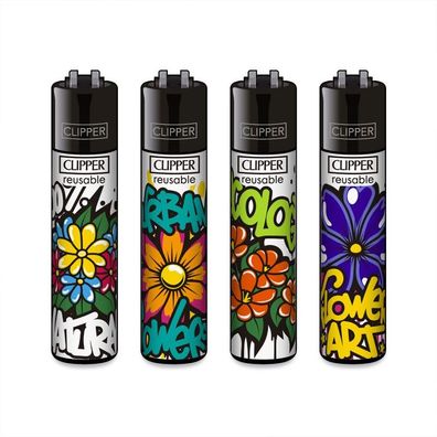 Clipper Reibradfeuerzeuge Urban Flowers - 4 Stück
