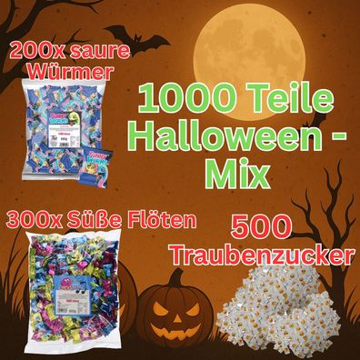 1000 Stück Süßigkeiten Mix Saure Würmer Flöten Traubenzucker