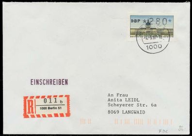 BERLIN ATM 1-280 BRIEF Einschreiben FDC X7E461E