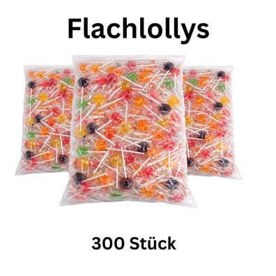 300 Flachlollys Lutscher bunt einzeln verpackt Großpackung
