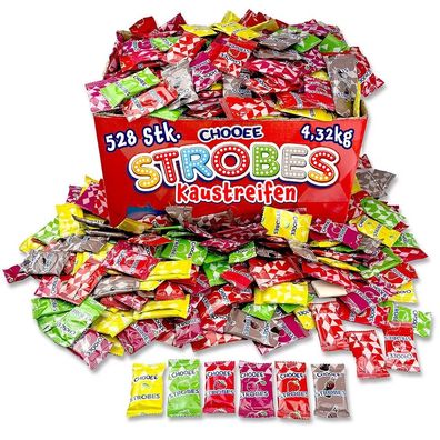 528 Kaustreifen 4,32kg Frucht Bonbons Mix weich einzeln verpackt XXL