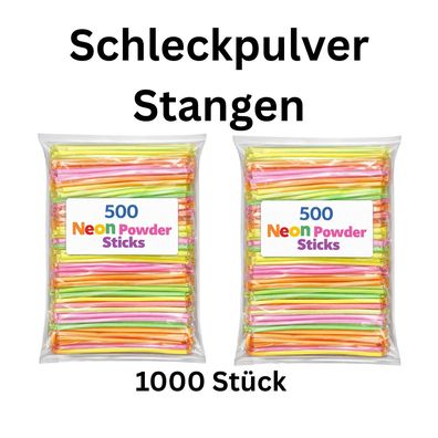 1000x Schleckpulver Stangen Neon bunt einzeln Wurfmaterial Party Süß
