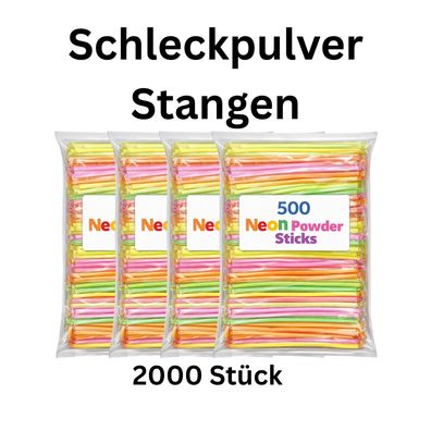 2000x Schleckpulver Stangen Neon bunt einzeln Wurfmaterial Party Mix