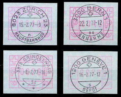 Schweiz Automatenmarken A1 Nr 1A1-1A4 zentrisch gestempelt X72369E