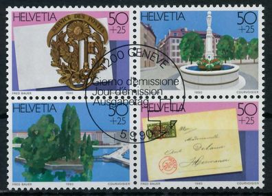 Schweiz 1990 Nr B26Zd5 zentrisch gestempelt Viererblock X7311D2