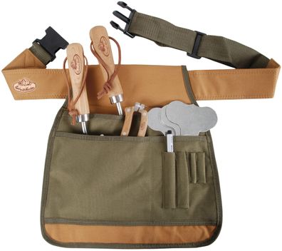 degawo Gartenschürze Schürze kurz olivgrün Garten Gartengerätegürtel Polyester