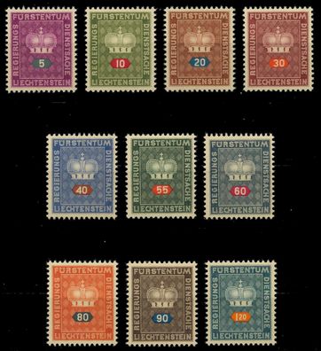 Liechtenstein Dienstmarken 1950 Nr 35-44 postfrisch X142FEE