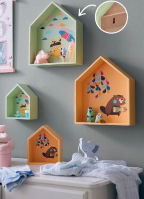 Design Wandregal Set 2 teil Kinderzimmer MDF lackiert Kinder Regal Hängeregal