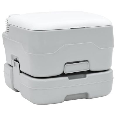 vidaXL Camping-Toilette Grau und Weiß 41,5 x 36,5 x 30 cm Polyethylen