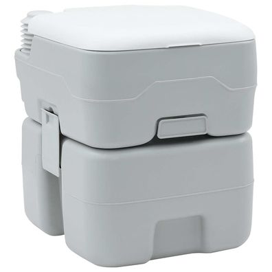 vidaXL Camping-Toilette Grau und Weiß 41,5 x 36,5 x 42 cm Polyethylen