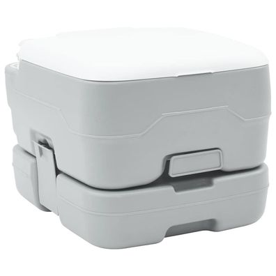 vidaXL Camping-Toilette Grau und Weiß 41,5 x 36,5 x 30 cm Polyethylen