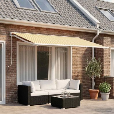 vidaXL Markisenersatzstoff Gelb und Weiß 350 x 200 cm Polyester