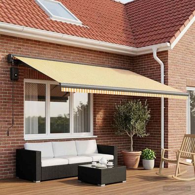 vidaXL Markisenersatzstoff Gelb und Weiß 450 x 300 cm Polyester
