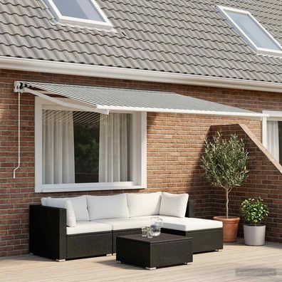 vidaXL Markisenersatzstoff Anthrazit und Weiß 600 x 350 cm Polyester