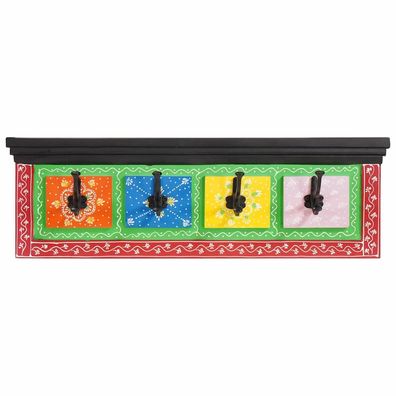 vidaXL Garderobenständer Schwarz 80 x 25 x 2 cm Massivholz Mango
