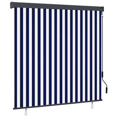 vidaXL Rollo Blau und Weiß 180 x 250 cm Stoff und Aluminium