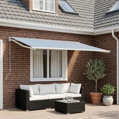 vidaXL Markisenersatzstoff Blau und Weiß 400 x 350 cm Polyester