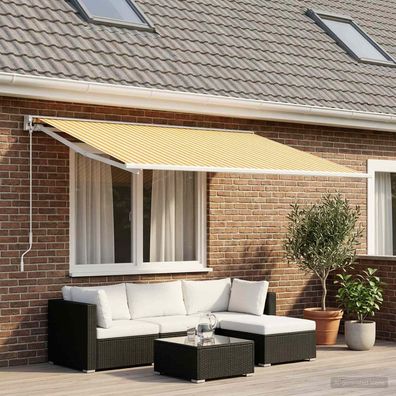 vidaXL Markisenersatzstoff Gelb und Weiß 400 x 350 cm Polyester
