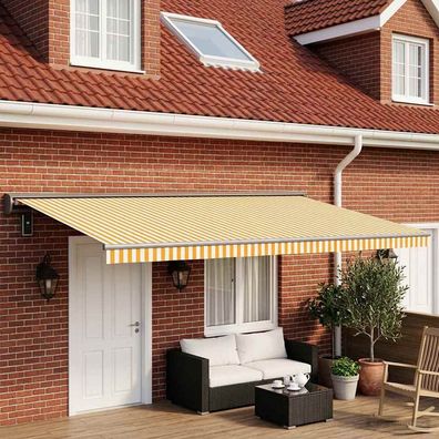 vidaXL Markisenersatzstoff Gelb und Weiß 500 x 300 cm Polyester