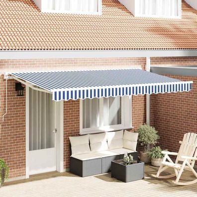 vidaXL Markisenersatzstoff Blau und Weiß 4 x 2 m Polyester