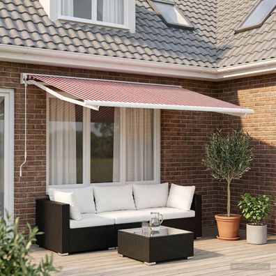 vidaXL Markisenersatzstoff Rot und Weiß 350 x 250 cm Polyester