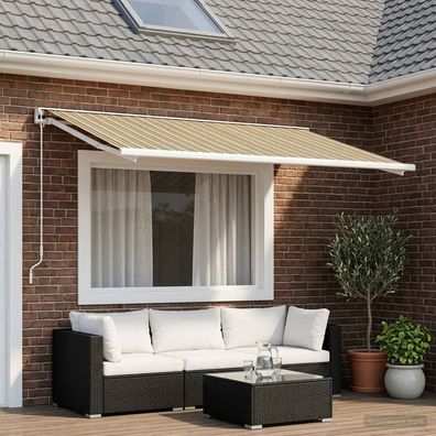 vidaXL Markisenersatzstoff Grün und Gelb 500 x 350 cm Polyester