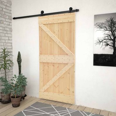 vidaXL Schiebetür Natürlich und Schwarz 80 x 210 cm