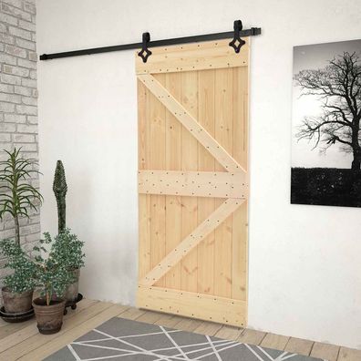 vidaXL Schiebetür 90 x 210 cm Massives Kiefernholz