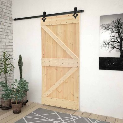 vidaXL Schiebetür Natürlich und Schwarz 90 x 210 cm