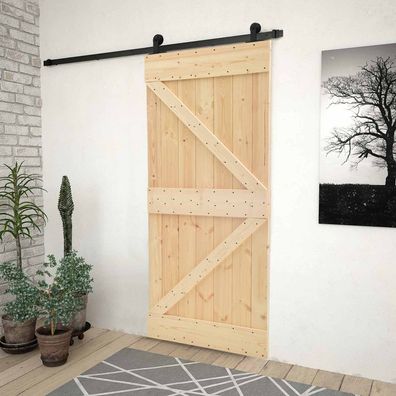vidaXL Schiebetür Natürlich und Schwarz 90 x 210 cm