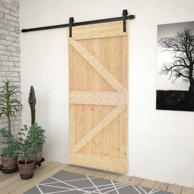 vidaXL Schiebetür 100 x 210 cm Massives Kiefernholz